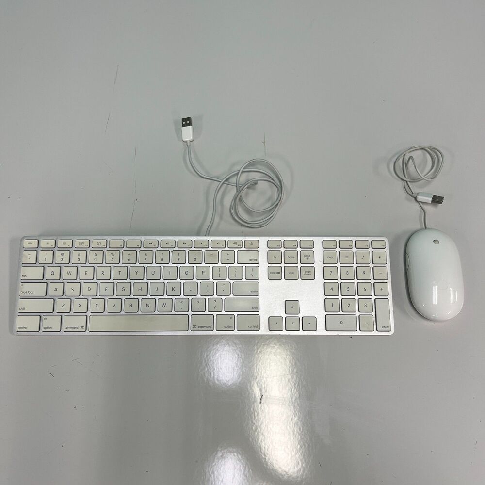 Apple White Aluminum USB Wired Keyboard A1243 and Apple wired Mouse A1152 tested